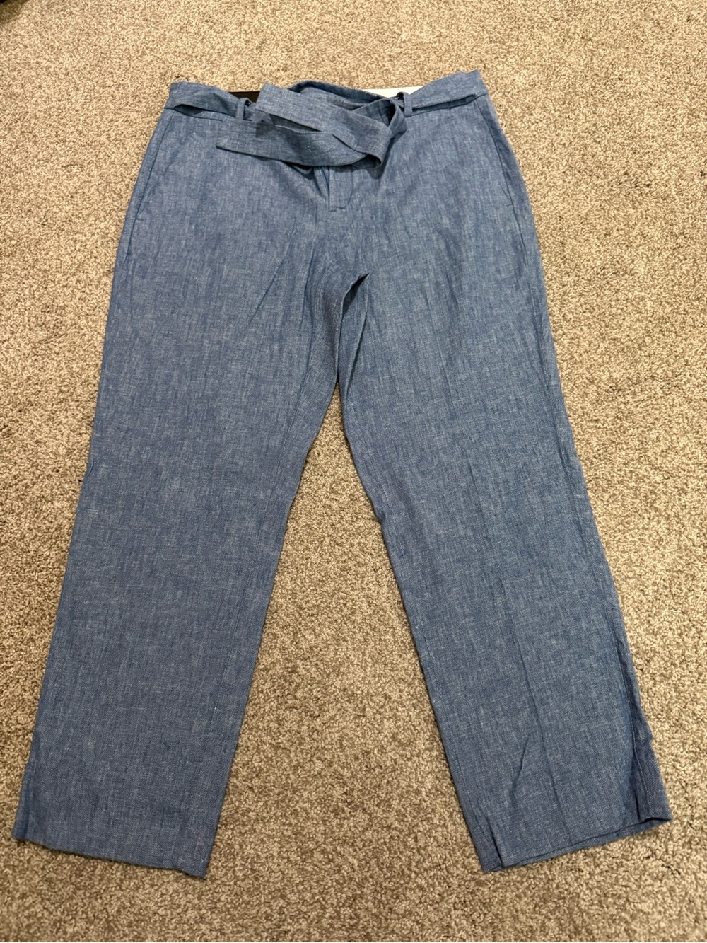 Banana Republic Blue ankle Linen-Blend Pants